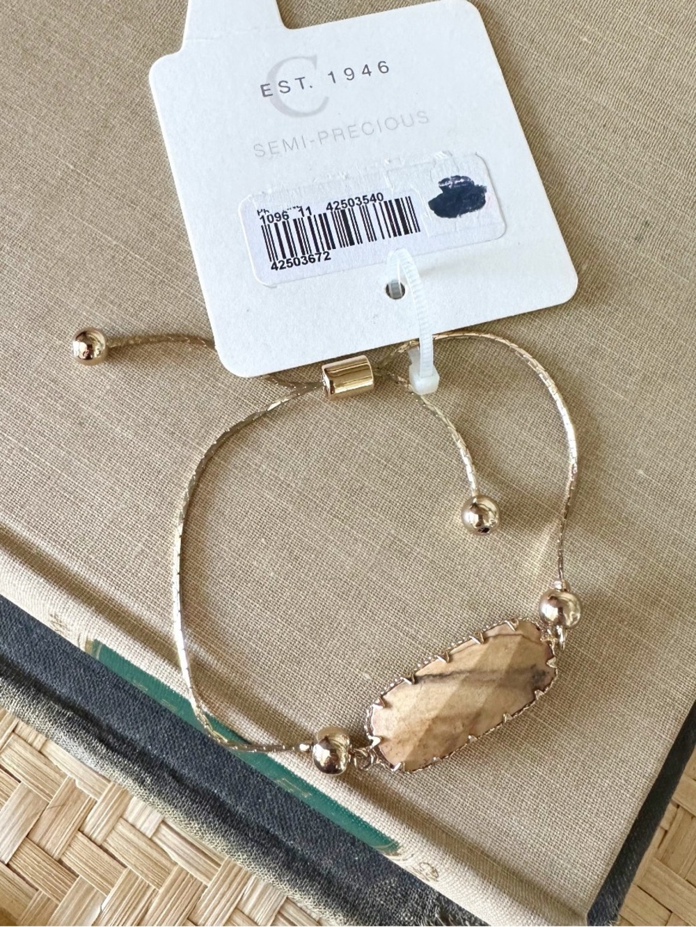 C. EST 1946 Semi Precious Stone gold-toned slider bracelet, NWT